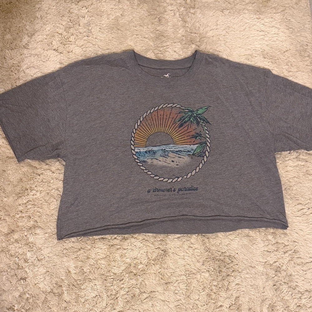 Hollister Gray Logo Cotton Tee